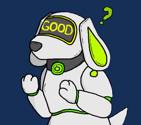 ambiguous_gender anthro floppy_ears grey_body lop_ears machine power_button power_symbol question_mark simple_background snout solo tail transparent_background sebdoggo canid canine canis domestic_dog mammal robot robot_dog 2016 aliasing alpha_channel animated cel_shading digital_media_(artwork) half-length_portrait microsoft_paint_(artwork) portrait shaded
