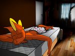 anthro clothing male orange_body orange_skin sleeping solo tail underwear mreidu mythology spyke_(laspyke) dragon mythological_creature mythological_scalie scalie hi_res