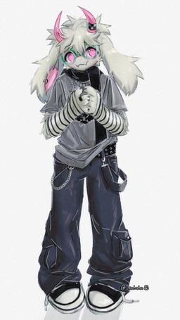accessory ambiguous_gender anthro armwear blush blush_lines claws clothing ear_piercing eyewear fangs footwear fur furgonomics glasses grey_body grey_fur grey_hair hair horn horn_accessory piercing pink_eyes scarf shirt shoes simple_background solo t-shirt teeth topwear bunsidhe deltarune undertale_(series) ralsei bovid caprine mammal 2025 9:16 absurd_res hi_res signature male_(lore)