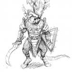 1:1 2018 anthro black_and_white clothed clothing hi_res hladilnik looking_at_viewer male mammal melee_weapon monochrome muscular muscular_anthro muscular_male rodent shield simple_background skaven solo standing sword teeth warhammer_(franchise) warhammer_fantasy weapon white_background