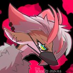 4_ears ambiguous_gender antennae_(anatomy) anthro brown_body ear_piercing eyelashes fluffy frown fur fur_tuft grey_hair hair mask multi_ear piercing pink_body solo squinted_eyes tuft wearing_mask !dodn poraria_(!dodn) aquatic_gastropod gastropod marine mollusk sea_snail snail 1:1 hi_res