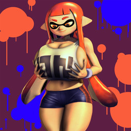 big_breasts blue_bottomwear blue_clothing blue_shorts bottomwear breast_squish breasts clothing eyebrows female hair hand_on_breast hand_on_own_breast holding_breast huge_breasts humanoid_pointy_ears looking_at_breasts looking_at_own_breasts looking_at_self looking_down looking_down_at_self navel not_furry orange_eyebrows orange_eyes orange_hair pointy_ears pseudo_hair purple_background shirt shorts simple_background smile solo squish tan_body tan_ears tan_skin tentacle_hair tentacles thick_thighs three-quarter_view tight_clothing topwear white_clothing white_shirt white_topwear raikovjaba nintendo splatoon kaori_(splatoon) animal_humanoid aquatic aquatic_humanoid cephalopod cephalopod_humanoid humanoid inkling mollusk mollusk_humanoid 1:1 2016 3d_(artwork) colored digital_media_(artwork) hi_res shaded