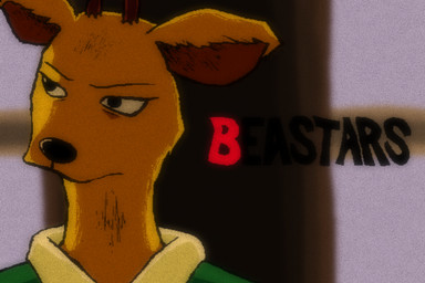 anthro antlers black_eyes brown_body brown_fur clothing collared_shirt fur furrowed_eyebrows horn male shirt simple_background topwear tyoungnephew beastars louis_(beastars) cervine deer mammal red_deer 3:2