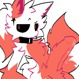 amber_(zephyzest) anthro arm_tuft bedroom_eyes big_penis bodily_fluids breasts cheek_tuft collar collar_only dripping elbow_tuft facial_tuft fluffy fluffy_penis fluffy_shoulders fur genital_fluids genitals hair intersex leaking_precum long_hair narrowed_eyes nude orange_body orange_fur orange_penis penis precum precum_drip seductive shoulder_tuft small_breasts solo tail thick_thighs tuft white_body white_fur zephyzest canid canine fox mammal low_res