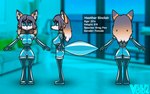 anthro biped breasts clothing female female_anthro latex latex_clothing latex_skinsuit mind_control skinsuit solo subliminal_messages tight_clothing vulpivoid hazmat_girl heather_sinclair canid canine fox grey_fox mammal urocyon hi_res model_sheet