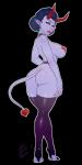 breasts butt clothing female horn legwear looking_at_viewer nipples not_furry simple_background solo standing stockings thick_thighs thigh_highs transparent_background captain_jerkpants demon humanoid 1:2 alpha_channel hi_res