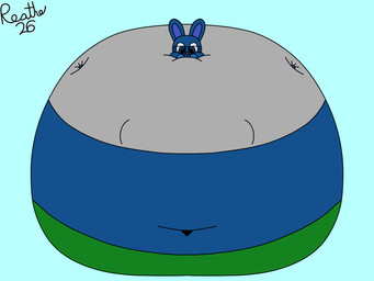 anthro belly belly_expansion big_belly big_cheeks black_eyewear black_glasses blue_background blue_body blue_ears blue_eyes blue_inner_ear blue_nose blueberry_inflation body_inflation bottomwear cheek_expansion clothing expansion eyewear front_view glasses green_bottomwear green_clothing green_leggings green_legwear green_pants grey_clothing grey_hoodie grey_topwear hoodie huge_belly huge_cheeks hyper hyper_belly hyper_inflation immobile inflation leggings legwear male navel pants round_body simple_background solo spherical_inflation swollen_cheeks tight_clothing topwear reathe reathe_(character) lagomorph leporid mammal rabbit 2026 4:3 colored digital_media_(artwork) flat_colors hi_res signature