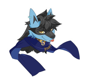 anthro aura boots clothing collar ear_piercing ear_ring footwear fur gloves handwear male multicolored_body multicolored_fur piercing ring_piercing scarf shoes solo yellow_eyes haozhufu nintendo pokemon fan_character foofy_(foofybluedoggo) canid canine generation_4_pokemon lucario mammal pokemon_(species) hi_res