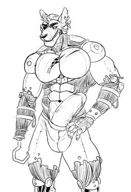 abs anthro big_penis black_nose clothing ear_piercing ear_ring erection exposed_endoskeleton eye_patch eye_scar eyewear facial_scar genitals hook hook_hand huge_penis machine male muscular muscular_male pecs penis piercing ring_piercing scar solo underwear vein veiny_penis simonsbathtub five_nights_at_freddy's scottgames foxy_(fnaf) animatronic canid canine fox mammal robot hi_res