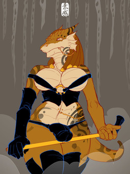 4e anthro bdsm big_breasts breasts bulge cleavage clothed clothing corruption corset dominatrix gold_(metal) gynomorph hair intersex jewelry legwear lingerie long_hair looking_at_viewer non-mammal_breasts paladin piercing riding_crop simple_background solo stockings tail tattoo topwear tribal whip wide_hips fydbac dungeons_and_dragons hasbro mythology wizards_of_the_coast aleisandra dragon dragonborn_(dnd) mythological_creature mythological_scalie scalie 2011 3:4 hi_res
