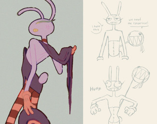 4_fingers annoyed anthro breath bulging_eyes cape choker clothed clothing corset cross-popping_vein crossdressing dialogue duo eyelashes fingers footwear hat headgear headwear jewelry legwear lingerie long_eyelashes looking_back male necklace pattern_clothing pattern_footwear pattern_legwear pattern_socks sharp_teeth socks speech_bubble striped_clothing striped_footwear striped_socks stripes teeth topwear witch_costume witch_hat roboto_(artist) glitch_productions the_amazing_digital_circus bubble_(tadc) jax_(tadc) animate_inanimate lagomorph leporid mammal rabbit