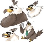 anthro blush bodily_fluids brown_body brown_feathers crying eyes_closed eyewear feathers glasses kemono necktie simple_background sitting solo sweat tears white_background white_body white_feathers floating_atsumi angry_birds rovio_entertainment sega the_angry_birds_movie glenn_(angry_birds) accipitrid accipitriform aquilinae avian bird crested_hawk-eagle eagle 1:1 2020 digital_media_(artwork) shaded