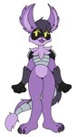 anthro fur machine male nanites purple_body purple_fur simple_background smile solo biota grid_(character) hobkin hybrid lagomorph mammal protogen 2023 4k 9:16 absurd_res digital_media_(artwork) hi_res