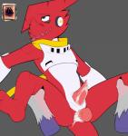 2018 absurd_res anal anal_penetration animal_genitalia animal_penis anthro bandai_namco blue_eyes bodily_fluids cum cum_inside digimon digimon_(species) digital_media_(artwork) doritomon duo ejaculation erection feet first_person_view from_front_position genital_fluids genital_slit genitals gumdramon hi_res looking_pleasured lying male male/male male_penetrated male_penetrating male_penetrating_male male_pov missionary_position on_back orgasm penetration penis scalie sex shoutmon simple_background spread_legs spreading