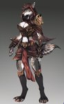 anthro armor female solo weapon kagami_jera assassin's_creed mythology ubisoft canid canine canis coyote mammal mythological_canine mythological_creature werecanid werecanine werecreature werewolf wolf absurd_res full-length_portrait hi_res model_sheet portrait