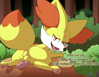 3_toes animal_genitalia animal_penis anus aroused asking asking_viewer asking_what backsack balls bedroom_eyes black_nose butt canine_genitalia canine_penis cheek_tuft cute_fangs detailed_background dialogue dipstick_tail dirty_talk erection facial_tuft fangs feet feral forest forest_background fur genitals inner_ear_fluff innuendo inviting knot looking_at_viewer looking_back looking_back_at_viewer lying male markings narrowed_eyes nature nature_background offering_sex on_front on_stump open_mouth open_smile orange_eyes outside pawpads paws penis penis_backwards pink_pawpads plant presenting presenting_anus presenting_hindquarters presenting_penis question raised_tail rear_view seductive shadow shrub smile solo sploot spread_legs spreading tail tail_markings talking_to_viewer teeth text toes tongue tree tree_stump tuft waiting yellow_body yellow_fur sallandril nintendo pokemon fennekin generation_6_pokemon pokemon_(species) 2020 digital_drawing_(artwork) digital_media_(artwork) english_text hi_res