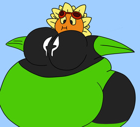 belly belly_expansion big_belly big_breasts black_bottomwear black_clothing black_eyes black_shirt black_shorts black_topwear blue_background bottomwear breasts clothing expansion eyewear eyewear_on_head female flower goggles goggles_on_head green_body huge_belly huge_breasts huge_thighs hyper hyper_belly inflation leaf leaf_arms not_furry orange_face petal_hair petals plant pseudo_hair red_eyewear red_goggles shirt shorts simple_background solo thick_thighs three-quarter_view tight_clothing topwear yellow_petals yellow_sclera reathe third-party_edit virus-20 electronic_arts plants_vs._zombies plants_vs._zombies_heroes popcap_games solar_flare_(pvz) elemental_creature elemental_humanoid flora_fauna flower_creature humanoid plant_humanoid sunflower_(pvz) 2022 color_edit colored digital_media_(artwork) flat_colors