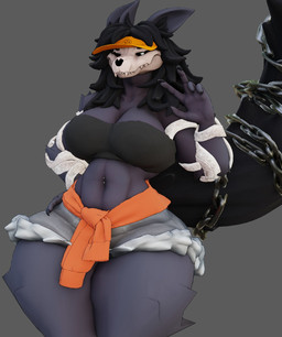anthro bandage big_breasts bottomwear breasts chain clothing female hat headgear headwear hotpants looking_at_viewer navel navel_piercing one_eye_closed orange_clothing orange_hat orange_headwear orange_sweater orange_topwear piercing shorts solo sweater thick_thighs topwear wink winking_at_viewer anaroth da.nilkaz_(modeler) scp_foundation scp-1471-a canid canine mammal skulldog_(species) 3d_(artwork) digital_media_(artwork) hi_res