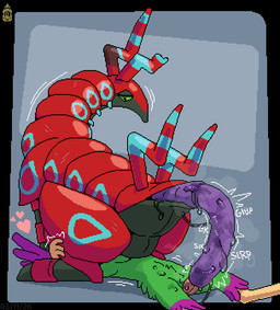 animal_genitalia anthro anthro_on_feral anthro_penetrating anthro_penetrating_feral arthropod_abdomen arthropod_abdomen_cloaca arthropod_abdomen_genitalia bestiality bodily_fluids cloaca cloaca_juice cloacal cloacal_penetration dominant dominant_feral duo female feral feral_penetrated genital_fluids genitals larger_dom larger_penetrated male male/female male_on_feral male_penetrating_feral ovipositor ovipositor_penetration penetration penis sex size_difference tapering_penis vaginal_fluids mustard_(welcometothevoid) nintendo pokemon avian generation_5_pokemon nevrean pokemon_(species) scolipede digital_media_(artwork) pixel_(artwork)