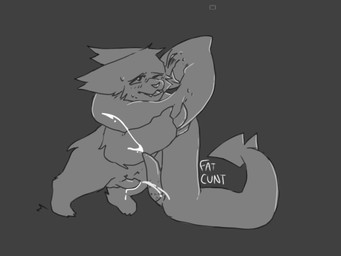 animal_genitalia animal_penis bodily_fluids cum duo erection feral genital_fluids genitals grey_background male male/male open_mouth penis profanity simple_background sweat text fat_cunt nintendo pokemon generation_3_pokemon pokemon_(species) seviper zangoose 2017 4:3 digital_media_(artwork) english_text hi_res monochrome source_request unavailable_at_source