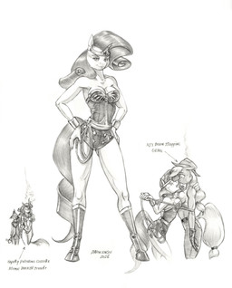 anthro anthrofied armor bedroom_eyes bracers breast_squish breasts breasts_frottage camera cleavage clothed clothed_anthro clothed_female clothed_male clothing cutie_mark female fur gloves group hair handwear hooves horn male narrowed_eyes rope seductive shirt squish tail tank_top text topwear unguligrade baron_engel friendship_is_magic hasbro my_little_pony mythology applejack_(mlp) autumn_blaze_(mlp) rarity_(mlp) spike_(mlp) wonder_woman dragon equid equine kirin mammal mythological_creature mythological_equine mythological_scalie scalie unicorn 2026 english_text greyscale hi_res monochrome