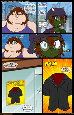 anthro beanie big_breasts breasts brown_hair choker clothing dangs dialogue_box duo eyes_closed eyewear facial_piercing female fur glasses green_body green_fur hair hat headgear headwear heterochromia huge_breasts jacket jewelry morbidly_obese morbidly_obese_anthro morbidly_obese_female necklace obese obese_anthro obese_female open_mouth overweight overweight_anthro overweight_female piercing red_eyes speech_bubble tan_body tan_fur teal_eyes text topwear viroveteruscy if_hell_had_a_taste mythology elara_fidchell marci_fidchell domestic_cat dragon felid feline felis hybrid mammal mythological_creature mythological_scalie scalie 2026 absurd_res comic digital_media_(artwork) english_text hi_res daughter_(lore) mother_(lore) mother_and_child_(lore) mother_and_daughter_(lore) parent_(lore) parent_and_child_(lore) parent_and_daughter_(lore)