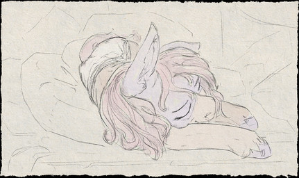 bed clothed clothing diaper female feral fetlocks furniture hooves lying lying_on_bed on_bed pillow sleeping solo wearing_diaper fillyfables hasbro my_little_pony fan_character equid equine horse mammal pony hi_res