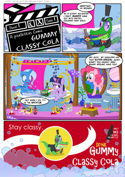 advertisement alcohol bath bathtub beverage bubble bubble_bath candle clothing cola eyewear female feral food fur group hair hat headgear headwear horn male monocle multicolored_hair parody pink_body pink_fur purple_hair quadruped scroll soda sponge surprised tail text top_hat two_tone_hair water wine pixelkitties friendship_is_magic hasbro my_little_pony mythology derpy_hooves_(mlp) gummy_(mlp) pinkie_pie_(mlp) trixie_(mlp) twilight_sparkle_(mlp) alligator alligatorid crocodilian earth_pony equid equine horse mammal mythological_creature mythological_equine pony reptile scalie unicorn absurd_res comic english_text hi_res
