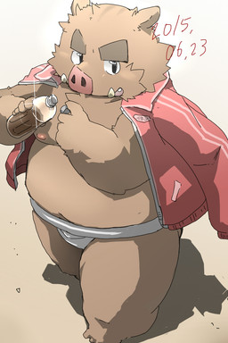 anthro belly big_belly biped brown_body humanoid_hands kemono male moobs nipples overweight overweight_male simple_background solo sumo kisukemk777 mammal suid suine sus_(pig) wild_boar 2015 2:3 hi_res