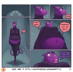 2016 anthro belly belly_expansion big_belly biped blush clothing comic dialogue digital_media_(artwork) dragon english_text expansion female gynomorph_(lore) inflation james_howard linda_(james_howard) midriff mythological_creature mythological_scalie mythology navel offscreen_character outie_navel patreon patreon_logo purple_body purple_skin scalie solo speech_bubble sweater tail text topwear url vore watermark website_logo