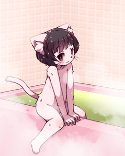 5_fingers anthro bath black_hair blush female fingers hair kemono loli nude purple_eyes short_hair smile solo steam wet young omunikin setsu_(omunikin) domestic_cat felid feline felis mammal 2018 4:5 low_res