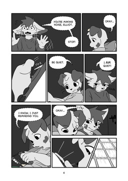 anthro bedroom close-up desperation dialogue dim_lighting emanata facial_markings head_markings heart_(marking) long_sleeves male markings onomatopoeia pillow sound_effects text young young_anthro young_male minishadefox nintendo nintendo_switch elliot_vance nico_florence canid canine canis domestic_dog mammal absurd_res black_and_white comic hi_res monochrome cousins_(lore)