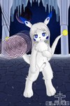 anthro blue_cheeks blue_eyes erection fur genitals hair heart_eyes heart_symbol hypnosis long_hair looking_at_viewer male mind_control pendulum planet solo space standing tail white_body white_fur white_hair young silavos silavos_snow canid canine fox mammal 2:3 hi_res watermark