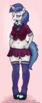 anthro anthrofied bottomwear clothed clothing crossgender equid equine female friendship_is_magic hasbro hi_res horn mammal miniskirt my_little_pony mythological_creature mythological_equine mythology nipple_outline school_uniform shining_armor_(mlp) skirt smudge_proof solo unicorn uniform