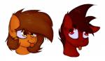 derp_eyes duo female hair male red_eyes simple_background tongue tongue_out white_background marsminer hasbro my_little_pony fan_character mars_miner venus_spring equid equine horse mammal pony 2016 headshot_portrait hi_res portrait