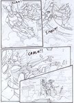 attack black_and_white building charging comic crash damaged_wall falling fight hand_on_neck imminent_punch kitfox-crimson machine mecha melee_weapon monochrome motion_lines onomatopoeia pinned punch sketch slam smash_(disambiguation) smoke sound_effects stolen_generation sword text warzone weapon window zero_pictured