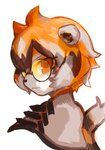 amber_eyes anthro black_body black_fur black_hair clothing eyewear female fur glasses hair looking_at_viewer multicolored_body multicolored_fur multicolored_hair orange_body orange_fur orange_hair short_hair simple_background solo white_background white_body white_fur white_hair di_do_di_do arknights hypergryph studio_montagne waaifu_(arknights) felid mammal pantherine tiger 2020 bust_portrait hi_res portrait