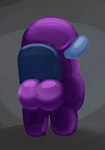 ambiguous_gender anthro backpack butt clothed clothing looking_at_viewer overalls pregnant purple_body simple_background smile solo artick among_us innersloth digital_media_(artwork) digital_painting_(artwork) hi_res meme