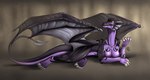 black_body breasts busty_feral claws durag female feral fin horn looking_at_viewer markings membrane_(anatomy) membranous_wings purple_body side_view solo spade_tail tail wings blt conditional_dnp inert-ren mythology dragon mythological_creature mythological_scalie scalie 2013 digital_media_(artwork) digital_painting_(artwork)