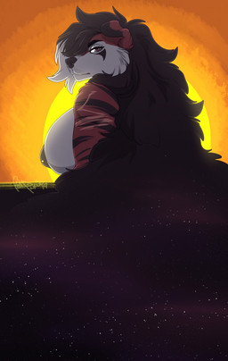 anthro black_hair black_nose breasts brown_eyes female hair mature_anthro mature_female nipples scar solo redpixie tharja_(justkindofhere) canid canine canis domestic_dog hybrid mammal wolf 2019 digital_media_(artwork) hi_res