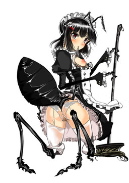 animal_arms animal_legs antennae_(anatomy) arthropod_abdomen big_butt black_hair blush breasts butt cleaning_tool clothing digitigrade female genitals hair kneeling legwear maid_uniform monster_girl_(genre) mop panties simple_background solo stockings thick_thighs thin_calves underwear uniform vulva white_background wide_hips dom_(artist) animal_humanoid ant ant_humanoid arthropod arthropod_humanoid humanoid hymenopteran hymenopteran_humanoid insect insect_humanoid monster 2013 unavailable_at_source
