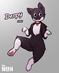 anthro black_body black_fur circle_eyebrows derp_eyes dummy eyebrows featureless_crotch fur male nude owo pawpads paws semi-anthro solo thick_thighs tongue white_body white_fur wide_hips neeh derpy_the_cat domestic_cat felid feline felis mammal