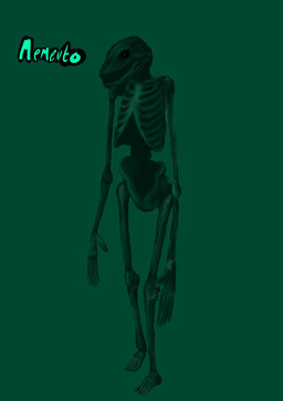 ambiguous_gender anthro bone green_body long_limbs name_drop scary skeleton skinny solo text mementomoriye memento_(mementomoriye) eldritch_being eldritch_humanoid humanoid komodo_dragon lizard monitor_lizard monster reptile scalie digital_media_(artwork) hi_res