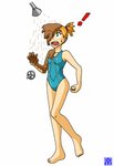 barefoot feet female goo_transformation green_eyes gym_leader hair human latex mammal misty_(pokemon) nintendo omoi orange_hair pokemon pokemon_trainer shocked shower simple_background solo transformation white_background