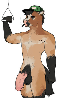 animal_genitalia animal_penis anthro balls cigarette clothing equine_genitalia equine_penis equine_tail eyebrows genitals gloves_(marking) hat hat_only headgear headgear_only headwear headwear_only horse_tail male markings mostly_nude mostly_nude_anthro mostly_nude_male mottled mottled_genitalia mottled_penis navel penis solo tail smalldogger equid equine horse mammal absurd_res hi_res