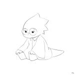 anthro biped clothing coat eyewear female glasses lab_coat simple_background sitting solo tail thick_tail topwear white_background young young_anthro yuyeon-kim undertale undertale_(series) alphys lizard reptile scalie 1:1 animated hi_res loop monochrome short_playtime