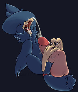 3_toes ambiguous_gender balls beak beak_fetish bestiality bodily_fluids claws cum cum_in_beak cum_in_mouth cum_inside cum_on_beak cumshot disembodied_penis duo ejaculation erection feathered_wings feathers feet feral foot_fetish foot_play footjob genital_fluids genitals human_on_feral humanoid_genitalia humanoid_penis interspecies male male/ambiguous open_mouth orgasm paws penile penis pokephilia sex simple_background size_difference talonjob talons toe_claws toes two-footed_footjob wings vandalistpikachu nintendo pokemon avian bird corvid generation_2_pokemon human mammal murkrow oscine passerine pokemon_(species)