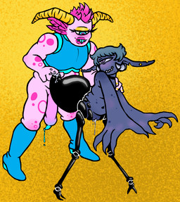 anal anal_fingering andromorph andromorph/gynomorph arthropod_abdomen arthropod_abdomen_penetration belly blush bodily_fluids clothed clothing cum cum_in_vagina cum_inside duo exoskeleton feathered_ears fingering genital_fluids genitals gynomorph horn intersex intersex/intersex long_ears nude partially_clothed penetration penis pink_body pink_skin purple_body purple_skin simple_background slightly_chubby vulva vivisexxion diame_dove reid_(vivisexxion) alien alien_humanoid cyclops horned_humanoid humanoid monster monstrous_humanoid