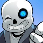 anterior_nasal_aperture blue_background bone clothed clothing front_view glowing glowing_eyes gradient_background grin not_furry simple_background skeleton skull smile solo cubewatermelon third-party_edit undertale undertale_(series) sans_(undertale) animated_skeleton humanoid undead 1:1 bust_portrait icon low_res portrait