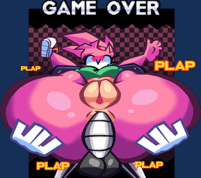 anal anal_penetration anthro big_breasts big_butt breasts butt checkered checkered_background clothing duo female footwear game_over gameplay_mechanics genitals heart_eyes heart_symbol machine male male/female one_shoe_on pattern_background penetration sex shoes simple_background sound_effects spread_legs spreading text vulva sabs classic_sonic_(universe) sega sonic_the_hedgehog_(series) amy_rose classic_amy_rose metal_sonic eulipotyphlan hedgehog mammal robot absurd_res alpha_channel hi_res